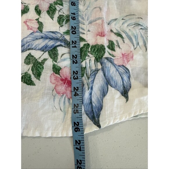 Tommy Baham Shirt Womens L Floral Linen Button Up Blouse Beach Vacation - Picture 6 of 9